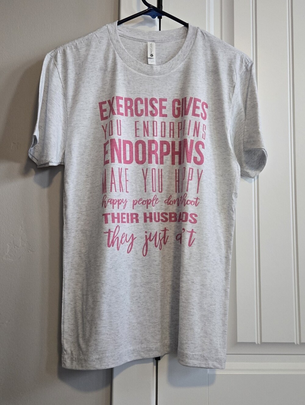 Next Level Apparel Gray Short-Sleeve Tee with Pink Graphic